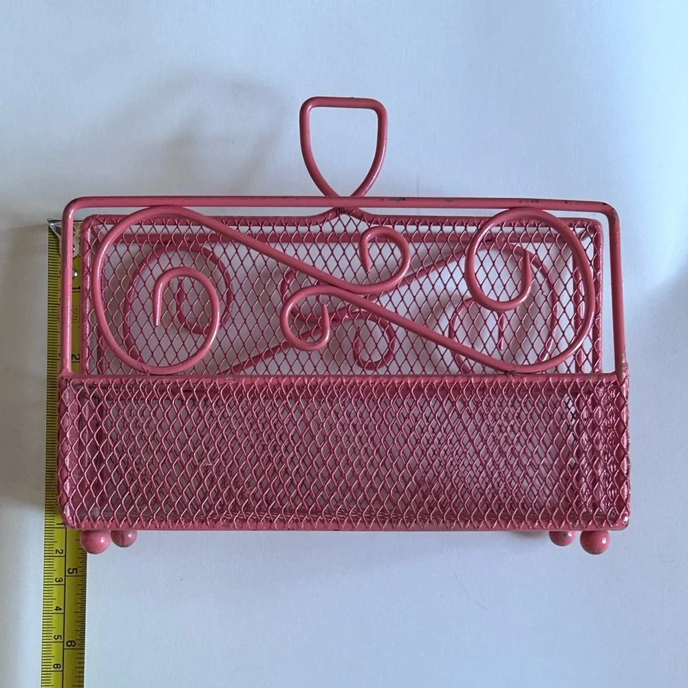 Vintage Pink Metal Napkin Holder